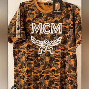 Rare MCM Camouflage T-Shirt in Orange and Black